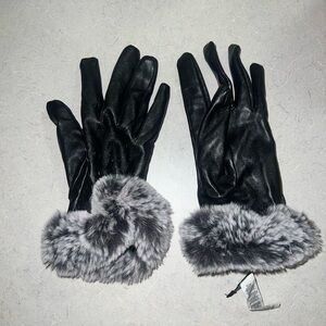 BCBGMaxAzria Black and Gray Faux Fur Trim